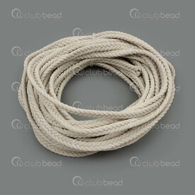 1602-0440-5.503 - Pu Faux Leather Braided Cord Flat 5.5x2.5mm Off White 5m Roll (16.4ft) 1602-0440-5.503,10000,montreal, quebec, canada, beads, wholesale