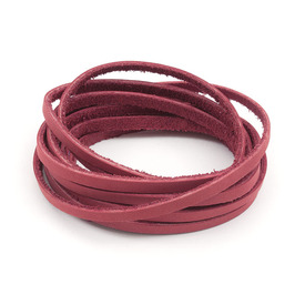 1602-0450-13 - Leather Cord Flat 4 to 5mm Red App. 1.5m Italy 1602-0450-13,Threads and Cords,Leather,Leather,Cord,Flat,4 to 5mm,Red,App. 1.5m,Italy,montreal, quebec, canada, beads, wholesale