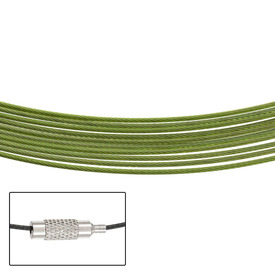 *1603-0300-11 - Necklace Tiger Tail With Screwing Clasp 18'' Light Green 10pcs *1603-0300-11,Findings,Necklaces,Tigertail chokers,Necklace,Tiger Tail,With Screwing Clasp,18'',Green,Light,10pcs,China,montreal, quebec, canada, beads, wholesale
