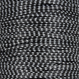 1604-0196-07 - Polyester Korean Waxed Cord 1mm Black-White 160m Roll 1604-0196-07,Threads and Cords,Waxed cotton,montreal, quebec, canada, beads, wholesale