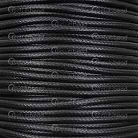 1604-0225-BLK - Cordon Ciré Coréen Polyester 2.5mm Noir 82m (90 vg) 1604-0225-BLK,2.5mm,Polyester,Korean Waxed,Cordons,2.5mm,Noir,82m (90 yd),Chine,montreal, quebec, canada, beads, wholesale