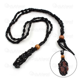1604-5001-35BK - Cotton Cord Braided Pendant Cage Inner Diameter 35mm Necklace 30in Black 1pc 1604-5001-35BK,Pendentif noir,montreal, quebec, canada, beads, wholesale