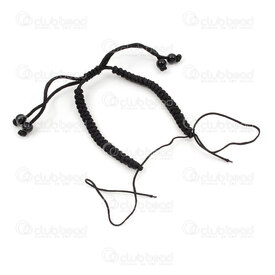 1608-5210-251R - Nylon Semi Finish Bracelet 5mm Round Black with Sliding Knot and Black Acrylic Bead 5pcs 1608-5210-251R,16x,montreal, quebec, canada, beads, wholesale