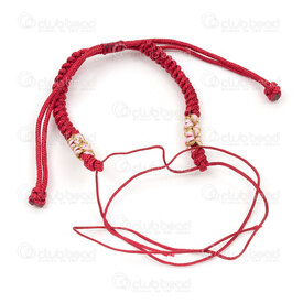 1608-5210-351R - Nylon Semi Finish Bracelet 5mm Round Red with Sliding Knot and Pink Flower Design 3pcs 1608-5210-351R,16x,montreal, quebec, canada, beads, wholesale