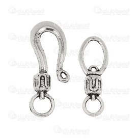 1702-0233-OXWH - Brass Hook and Eye Clasp With Loop 12x56mm Antique Nickel 10pcs 1702-0233-OXWH,Findings,Clasps,Brass,Hook and Eye Clasp,With Loop,12x56mm,Antique Nickel,Metal,10pcs,China,montreal, quebec, canada, beads, wholesale