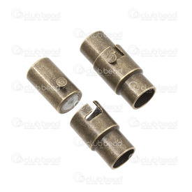 1702-03105-OXBR - Metal Magnetic Clasp Tube Double Lock 18x8mm Antique Brass For 6mm Cord 5pcs 1702-03105-OXBR,fermoir antique,Metal,Magnetic Clasp,Tube,Double Lock,18x8mm,Green,Antique Brass,Metal,For 6mm Cord,5pcs,China,montreal, quebec, canada, beads, wholesale
