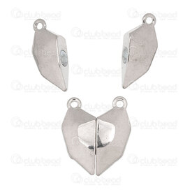 1702-0317-WH - Metal Magnetic Clasp Heart Shape 20x17.5x5.5mm Natural 5pcs 1702-0317-WH,Magnetic,montreal, quebec, canada, beads, wholesale