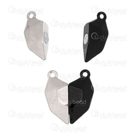 1702-0317-WHBN - Metal Magnetic Clasp Heart Shape 20x17.5x5.5mm Natural-Black 5pcs 1702-0317-WHBN,magnetic clasps,montreal, quebec, canada, beads, wholesale
