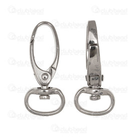 1702-0443-WH - Metal lobster clasp 34mm with ring 12x18mm nickel 20 pcs 1702-0443-WH,Findings,Clasps,Springing,Fish clasps,montreal, quebec, canada, beads, wholesale