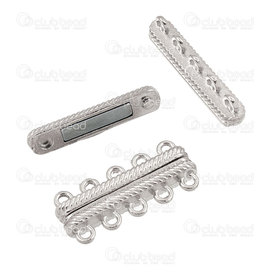 1702-0452-05WH - Metal magnetic 30x13x5.5mm 5 Rows nickel free nickel hole:2.5mm 5 sets 1702-0452-05WH,Findings,Clasps,montreal, quebec, canada, beads, wholesale