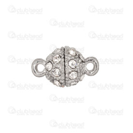 1702-0455-WH - Metal Magnetic clasp round 8mm with rhinestone crystal nickel 5pcs 1702-0455-WH,Findings,Clasps,Magnetic,montreal, quebec, canada, beads, wholesale