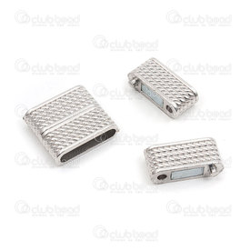 1702-0457-SL - Metal magnetic clasp for flat cord 19x3.5mm Double Lock 20x23x6mm Silver 2 pcs 1702-0457-SL,Findings,Clasps,For cords,montreal, quebec, canada, beads, wholesale