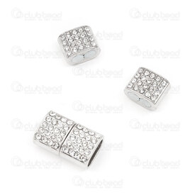 1702-0459 - Metal magnetic clasp for Flat cord 5x11mm with rhine stone 22.5x14.5x9mm Nickel 2pcs 1702-0459,montreal, quebec, canada, beads, wholesale