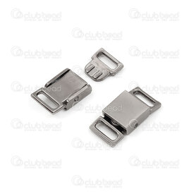 1702-0461-BN - Brass Metal Clasp Mechanical 26.5x12.5mm for 10x3mm Flat Cord Black Nickel 5pcs 1702-0461-BN,1702-046,montreal, quebec, canada, beads, wholesale