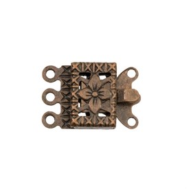 *1702-0803-OXCO - Metal Pawl Clasp 3 Rows 11X15MM Antique Copper 20pcs *1702-0803-OXCO,Clearance by Category,Metal,Antique Copper,Metal,Pawl Clasp,3 Rows,11X15MM,Brown,Antique Copper,Metal,20pcs,China,montreal, quebec, canada, beads, wholesale