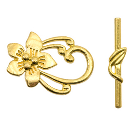 1702-0903-GL - Metal Toggle Clasp Fancy Flower 20X30MM Gold Nickel Free 10 Set 1702-0903-GL,Clearance by Category,Gold,Metal,Toggle Clasp,Flower,Fancy Flower,20X30MM,Gold,Metal,Nickel Free,10pcs,China,montreal, quebec, canada, beads, wholesale