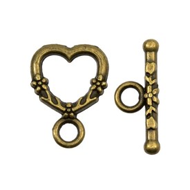 1702-0905-OXBR - Metal Toggle Clasp Fancy Heart 14X18.5MM Antique Brass Nickel Free 10 Set 1702-0905-OXBR,Metal,Toggle Clasp,Heart,Fancy Heart,14X18.5MM,Antique Brass,Metal,Nickel Free,10pcs,China,montreal, quebec, canada, beads, wholesale