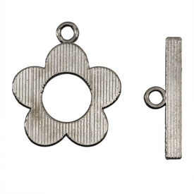 1702-0907-BN - Metal Toggle Clasp Flower 20.5X25MM Black Nickel Nickel Free 10 Set 1702-0907-BN,Findings,Clasps,Toggles,Metal,Metal,Toggle Clasp,Flower,Flower,20.5X25MM,Grey,Black Nickel,Metal,Nickel Free,10pcs,montreal, quebec, canada, beads, wholesale