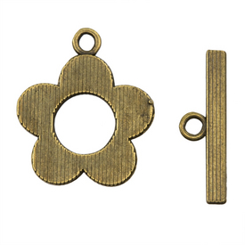 1702-0907-OXBR - Metal Toggle Clasp Flower 20.5X25MM Antique Brass Nickel Free 10 Set 1702-0907-OXBR,3.5x2.5,20.5X25MM,Metal,Toggle Clasp,Flower,Flower,20.5X25MM,Antique Brass,Metal,Nickel Free,10pcs,China,montreal, quebec, canada, beads, wholesale