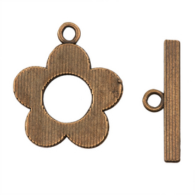 1702-0907-OXCO - Metal Toggle Clasp Flower 20.5X25MM Antique Copper Nickel Free 10 Set 1702-0907-OXCO,Findings,Clasps,Toggles,20.5X25MM,Metal,Toggle Clasp,Flower,Flower,20.5X25MM,Brown,Antique Copper,Metal,Nickel Free,10pcs,montreal, quebec, canada, beads, wholesale