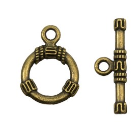 1702-0909-OXBR - Metal Toggle Clasp Fancy 12.5X17MM Antique Brass Nickel Free 10 Set 1702-0909-OXBR,montreal, quebec, canada, beads, wholesale