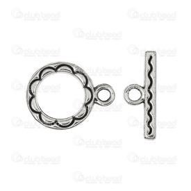 1702-0917-WH - Metal Toggle Clasp 8x15mm Antique Nickel With Designs 20 Set 1702-0917-WH,Findings,Clasps,Toggles,montreal, quebec, canada, beads, wholesale