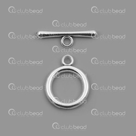 1702-0923-SL - Metal Toggle Clasp Round 15x23mm Silver 10pcs 1702-0923-SL,Findings,Silver,Metal,Toggle Clasp,Round,15X23MM,Grey,Silver,Metal,10pcs,China,montreal, quebec, canada, beads, wholesale