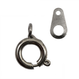 *1702-1011-BN - Metal Spring Ring Clasp 7MM Black Nickel 100pcs *1702-1011-BN,Findings,Clasps,Springing,Spring rings,Metal,Spring Ring Clasp,7mm,Grey,Black Nickel,Metal,100pcs,China,montreal, quebec, canada, beads, wholesale