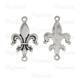 1703-0167-OXWH - Metal Fancy Connector French Lily 19x31mm Antique Nickel 2 Loops Flat Back 20pcs 1703-0167-OXWH,Findings,20pcs,Metal,Metal,Fancy Connector,French Lily,19x31mm,Grey,Antique Nickel,Metal,2 Loops,20pcs,China,Flat Back,montreal, quebec, canada, beads, wholesale
