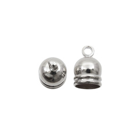 1703-0217-WH - Metal Cord End Connector for 6.5mm Round Cord 8X11mm Nickel with 1.5mm ring 20pcs 1703-0217-WH,round connector,montreal, quebec, canada, beads, wholesale