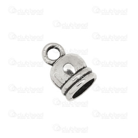 1703-0225-WH - Metal Cord End Connector With Ring 8x12mm Antique Nickel Round Hole 6mm 20pcs 1703-0225-WH,Findings,Connectors,20pcs,Metal,Cord End Connector,With Ring,8X12MM,Grey,Antique Nickel,Metal,Round Hole 6mm,20pcs,China,montreal, quebec, canada, beads, wholesale