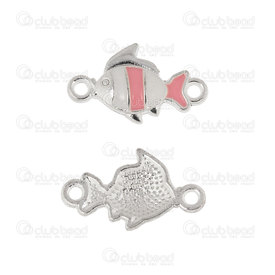 1703-0237-01 - Metal Connector Fish shape 14x11mm Pink-White Nickel 10pcs 1703-0237-01,Clearance by Category,Metal,montreal, quebec, canada, beads, wholesale