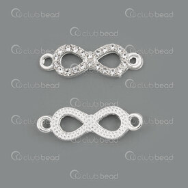 1703-0239-SL - Metal Connector-Link Infinity Sign 7x16mm with rhinestone Silver 10pcs 1703-0239-SL,Clearance by Category,montreal, quebec, canada, beads, wholesale