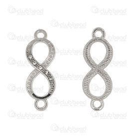 1703-0239-WH - Metal Connector Infinity Sign 20x9.5mm with rhinestone Nickel 10pcs 1703-0239-WH,1703-0,montreal, quebec, canada, beads, wholesale