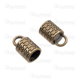 1703-0331-OXBR - Metal cord end 18x11x11mm lines design inner 9mm Antique Brass 10pcs 1703-0331-OXBR,Embout metal,montreal, quebec, canada, beads, wholesale