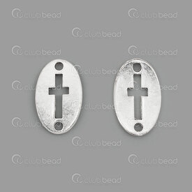 1703-0335-SL - Metal fancy link cross oval 18.5x11.5mm silver 20pcs 1703-0335-SL,1703-0,montreal, quebec, canada, beads, wholesale