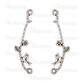 1703-0337-WH - Metal Lien Fantaisie Oiseau-Fleur 39x10mm Nickel 20pcs 1703-0337-WH,1703-0,montreal, quebec, canada, beads, wholesale