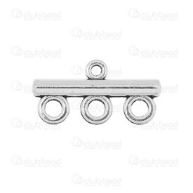 1703-0339-SL - Metal Multi-Rows Connector 3 loops 21.5x11mm Silver 30pcs 1703-0339-SL,1703-0,montreal, quebec, canada, beads, wholesale