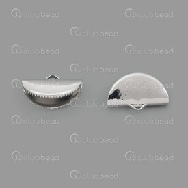 1703-0343-WH - Stainless Steel 304 Ribbon Claw Connector Half-Round 12.5x20x4mm Natural 20pcs 1703-0343-WH,Findings,Connectors,Stainless Steel 304,Ribbon Claw Connector,Half-Round,12.5x20x4mm,Grey,Natural,Metal,20pcs,China,montreal, quebec, canada, beads, wholesale