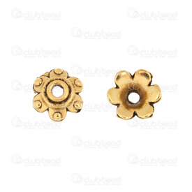 1704-0319-OXGL - Metal Chapeau de Perle Fleur 6x6x2.5mm Motif Point Trou 1.2mm Or Antique 10pcs 1704-0319-OXGL,finition,montreal, quebec, canada, beads, wholesale