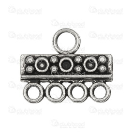 1705-0305-WH - Metal Multi-Rows Connector 4 Holes 20x16mm Antique Nickel With Designs 20pcs 1705-0305-WH,Metal,Multi-Rows Connector,4 Holes,20X16MM,Grey,Antique Nickel,Metal,With Designs,20pcs,China,montreal, quebec, canada, beads, wholesale