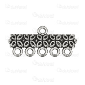 1705-0307-WH - Metal Multi-Rows Connector 5 Holes 25x11mm Antique Nickel With Designs 20pcs 1705-0307-WH,Findings,Connectors,20pcs,Metal,Multi-Rows Connector,5 Holes,25X11MM,Grey,Antique Nickel,Metal,With Designs,20pcs,China,montreal, quebec, canada, beads, wholesale