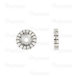 1705-0345-WH - Metal Bead Spacer Washer Concave 9.5x2mm Antique Nickel With Lines 1mm Hole 30pcs 1705-0345-WH,Findings,Spacers,Beads,30pcs,Bead,Spacer,Metal,Metal,9.5x2mm,Round,Washer,Concave,Grey,Antique Nickel,montreal, quebec, canada, beads, wholesale