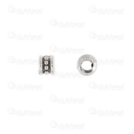 1705-0347-WH - Metal Bead Cylinder 4x5.5mm Dot Line Design 3mm hole Nickel 50pcs 1705-0347-WH,CYLINDRE METAL,montreal, quebec, canada, beads, wholesale