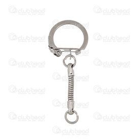 1706-0217-WH - Metal key ring 22.5mm with lever and snake chain Nickel 50pcs 1706-0217-WH,Findings,Rings,Split,montreal, quebec, canada, beads, wholesale