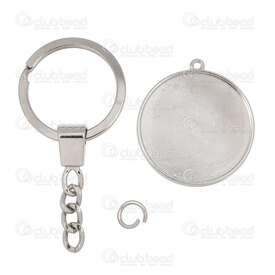 1706-0305-WH - Metal key ring 30mm with 30mm round bezel both side Nickel 5sets 1706-0305-WH,Findings,Bezel - Cabochon Settings,Others,montreal, quebec, canada, beads, wholesale