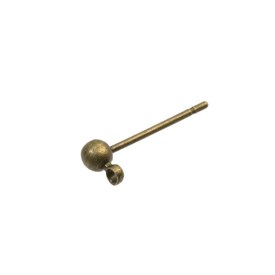 1708-0307-OXBR - Metal Earring Ball Stud With Ring 3MM Antique Brass Nickel Free 50pcs 1708-0307-OXBR,50pcs,Metal,Earring Ball Stud,With Ring,3MM,Antique Brass,Metal,Nickel Free,50pcs,China,montreal, quebec, canada, beads, wholesale