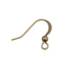 1708-0315-OXBR - Metal Flat Fish Hook With Bead 14X17MM Antique Brass Nickel Free 100pcs 1708-0315-OXBR,Findings,Earrings,14X17MM,Metal,Flat Fish Hook,With Bead,14X17MM,Antique Brass,Metal,Nickel Free,100pcs,China,montreal, quebec, canada, beads, wholesale