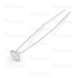 1709-0239 - Metal Hair Pin 65mm with Bezel Round Cup 10mm Natural 20pcs 1709-0239,Findings,Hair clips,montreal, quebec, canada, beads, wholesale