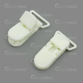 1709-0900-3859 - Plastic Pacifier clip 16x38mm Ivory With Loop Ideal for chew beads jewelry 1pc 1709-0900-3859,For teething jewelry,montreal, quebec, canada, beads, wholesale